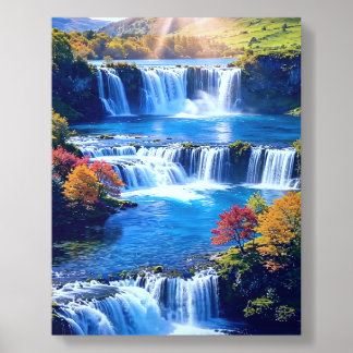 Sunlit Cascade Valley 001 Foam Core Photo Tile