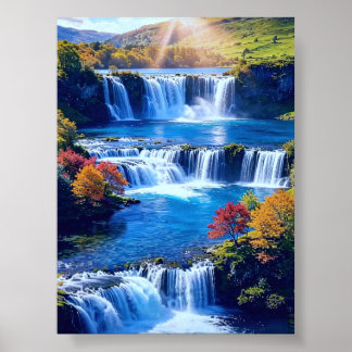 Sunlit Cascade Valley 001 Poster