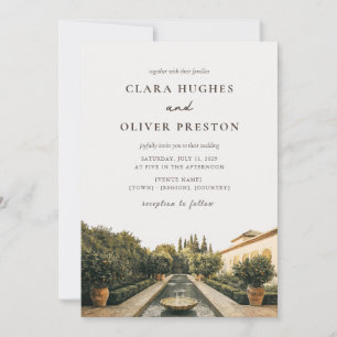 Sunlit Citrus Garden Villa Mediterranean Wedding Invitation