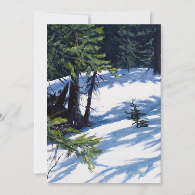 Sunlit Colorado Mountain Snow Scene Holiday Card (Front)