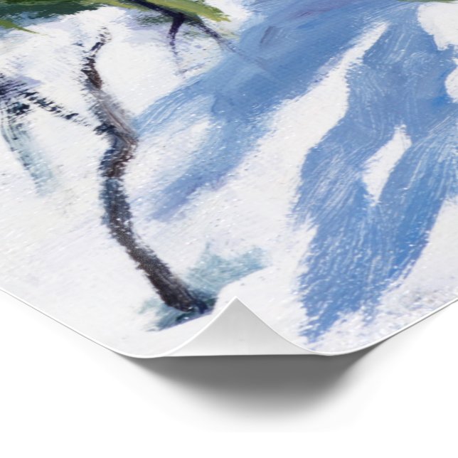 Sunlit Colorado Mountain Snow Scene Poster (Corner)