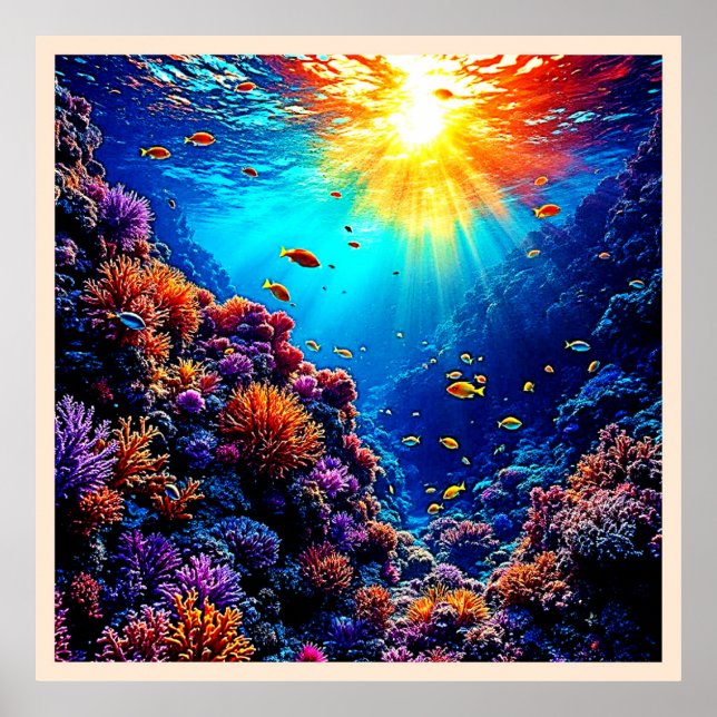 Sunlit Coral Reef Wonderland Poster (Front)