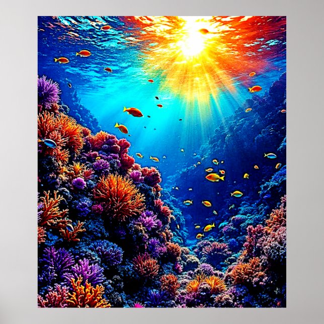 Sunlit Coral Reef Wonderland Poster (Front)