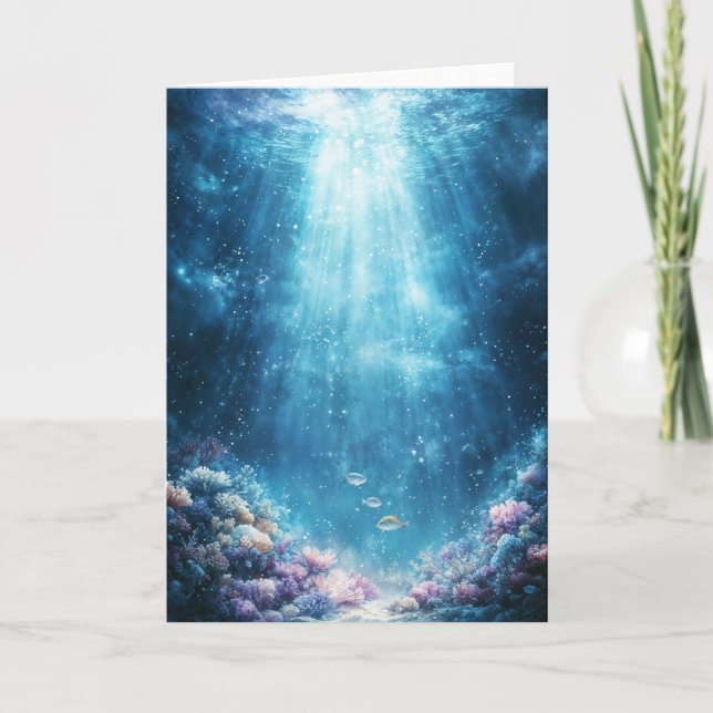 Sunlit Coral Wonderland with Tropical Fish Card (Front)