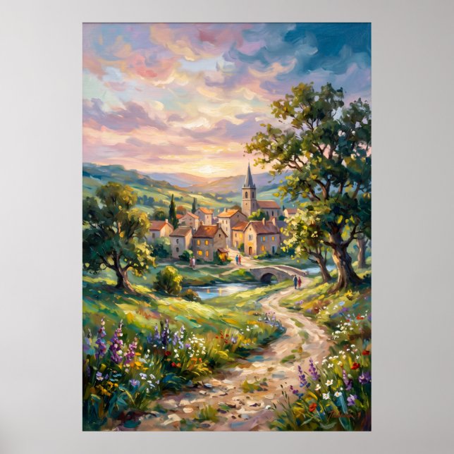 Sunlit Cottage Garden Path Poster (Front)