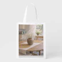 Sunlit Cottage Table Reusable Grocery Bag