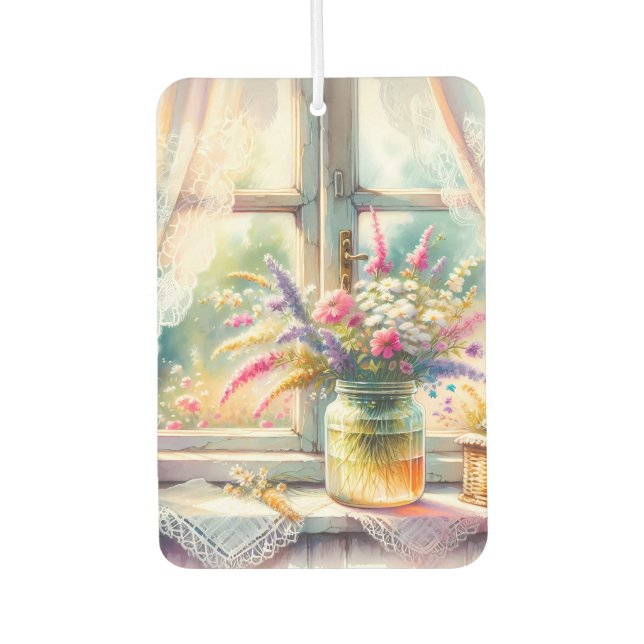 Sunlit Cottage Window Wildflowers Air Freshener (Front)