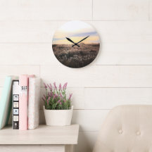 Sunlit Country Field- Rustic Photography Clock
