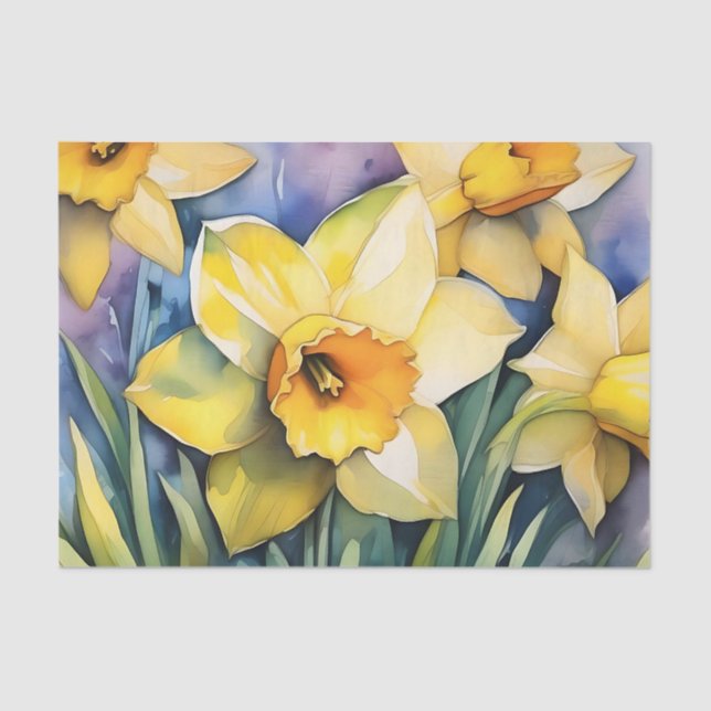 Sunlit Daffodils Watercolor Tissue Paper (Front)