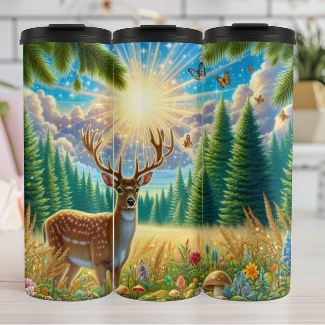 Sunlit Deer in Magical Meadow. Thermal Tumbler (Creator Uploaded)