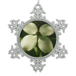 Sunlit Dogwood Blossom Spring Floral Snowflake Pewter Christmas Ornament