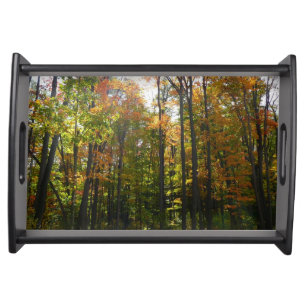 Sunlit Fall Forest Autumn Landscape Serving Tray