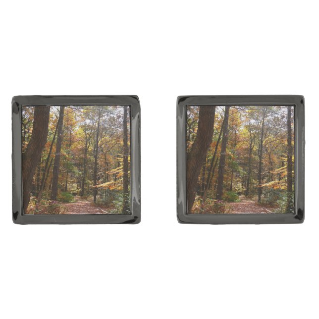 Sunlit Fall Trail in Laurel Hill State Park Cufflinks (Front)