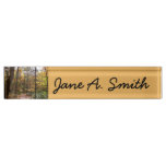 Sunlit Fall Trail in Laurel Hill State Park Desk Name Plate