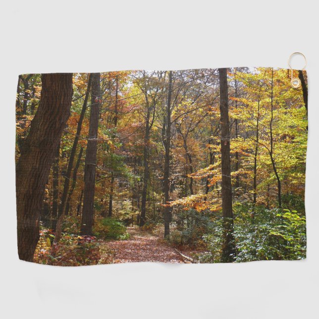 Sunlit Fall Trail in Laurel Hill State Park Golf Towel (Horizontal)