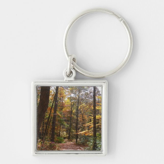 Sunlit Fall Trail in Laurel Hill State Park Keychain (Front)