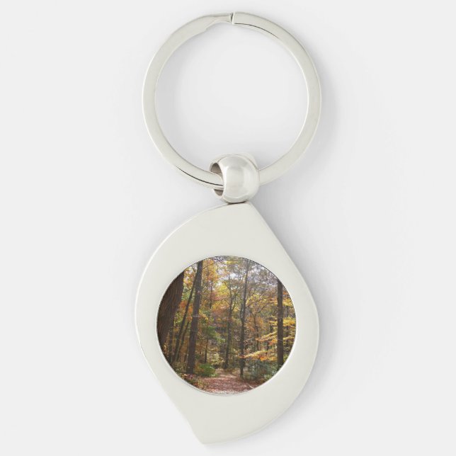 Sunlit Fall Trail in Laurel Hill State Park Keychain (Front)