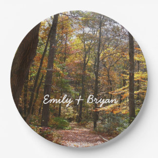 Sunlit Fall Trail in Laurel Hill State Park Paper Plates