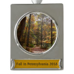 Sunlit Fall Trail in Laurel Hill State Park Silver Plated Banner Ornament