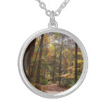 Sunlit Fall Trail in Laurel Hill State Park Silver Plated Necklace
