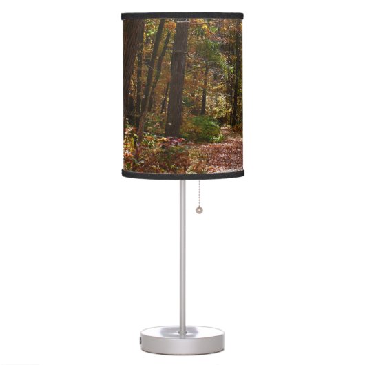 Sunlit Fall Trail in Laurel Hill State Park Table Lamp (Left)