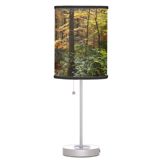 Sunlit Fall Trail in Laurel Hill State Park Table Lamp (Right)