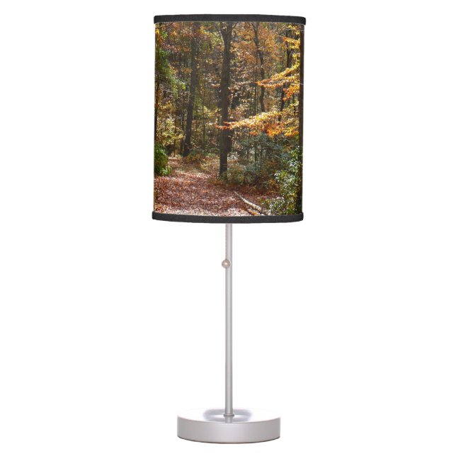 Sunlit Fall Trail in Laurel Hill State Park Table Lamp (Front)