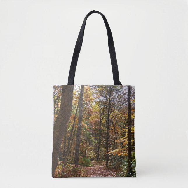 Sunlit Fall Trail in Laurel Hill State Park Tote Bag (Front)