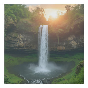 Sunlit Falls – Minimalist Nature Art for Modern In Faux Canvas Print