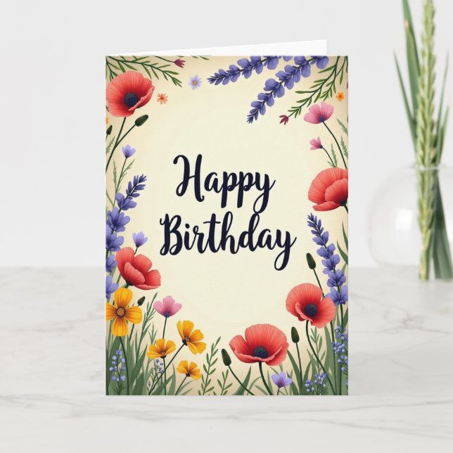 Sunlit Floral Birthday Card (Front)