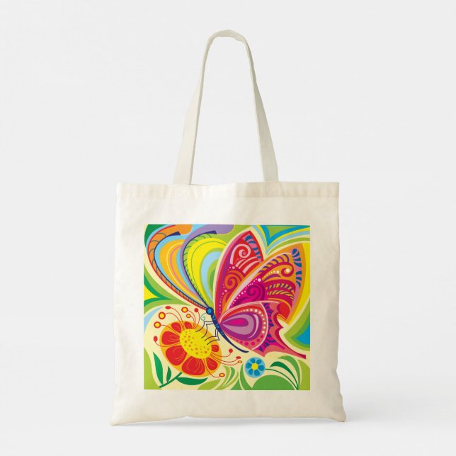 Sunlit Fluttering Flora Tote Bag (Back)