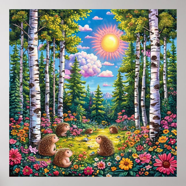 🌲 Sunlit Forest Landscape For Cozy Nature Spaces  Poster (Front)