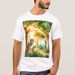 Sunlit Forest with Two Tigers T-Shirt