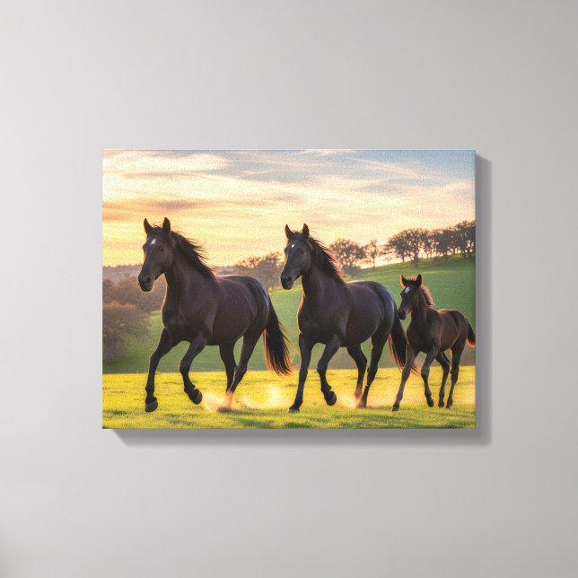 Sunlit Gallop – Majestic Horses Running Wall Art (Front)