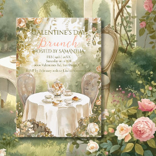Sunlit Garden Tea Galentine Brunch Soft Florals Invitation
