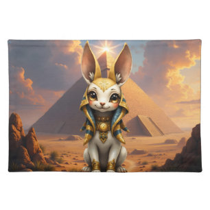 Sunlit Guardian – Desert Relic Bunny. Cloth Placemat