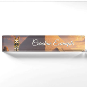 Sunlit Guardian – Desert Relic Bunny. Desk Name Plate