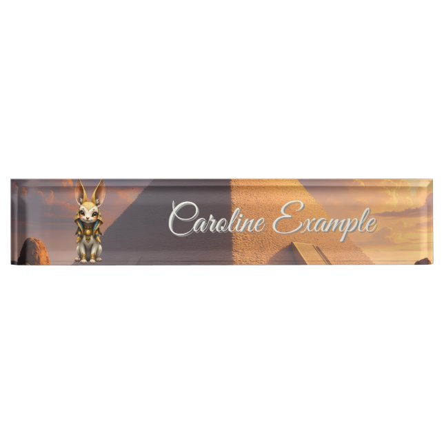 Sunlit Guardian – Desert Relic Bunny. Desk Name Plate (Front)