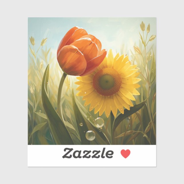 Sunlit Harmony: Stylised Floral Painting Art Sticker (Sheet)