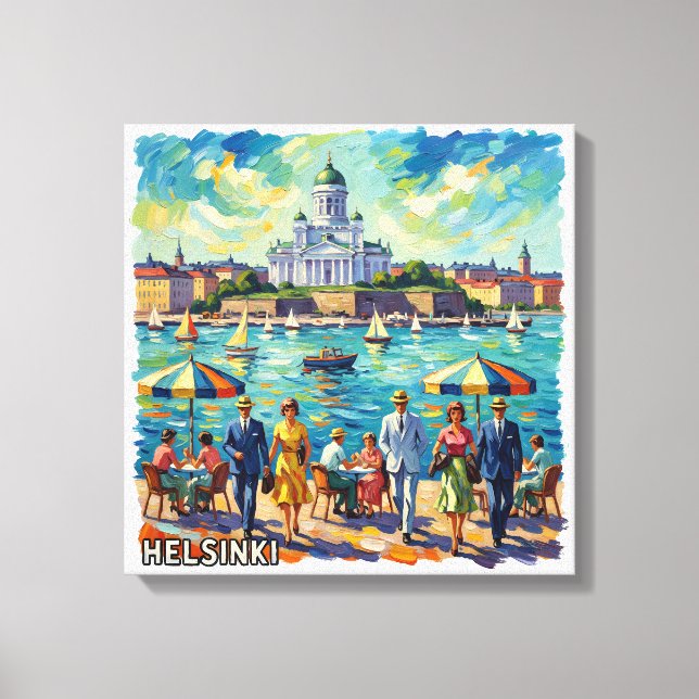 Sunlit Helsinki Waterfront Elegance Canvas Print (Front)