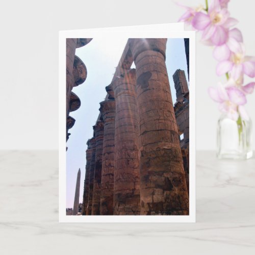 Sunlit Karnak Temple Columns Luxor Egypt Card