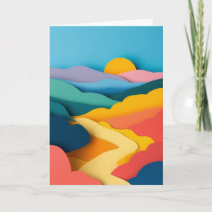 Sunlit Layered Mountain Sunrise Card