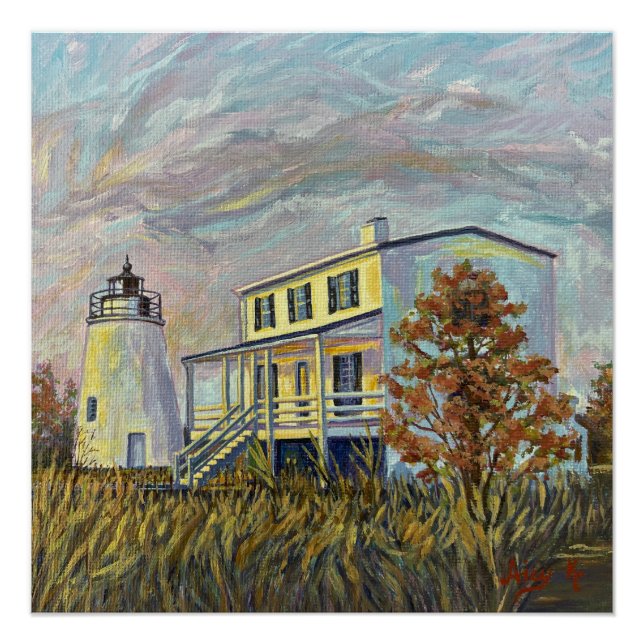 Sunlit Lighthouse Poster (Front)