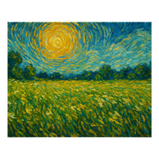 Sunlit Meadow in Van Gogh’s Dream Poster
