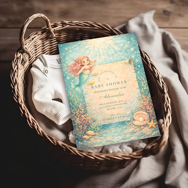 Sunlit Mermaid Reef Baby Shower Invitation (Creator Uploaded)