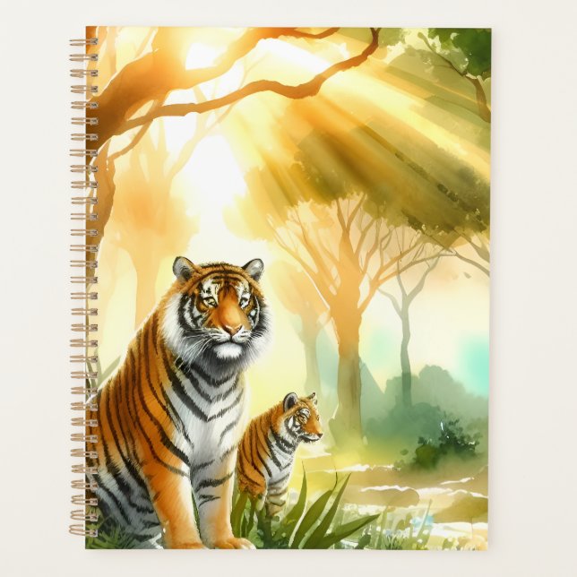 Sunlit Natural Scene with Wandering Tigers Planner (Front)