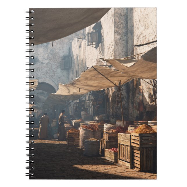 Sunlit Old World Spice Market Notebook (Front)