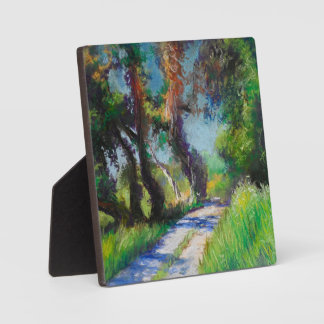 Sunlit Olive Grove Pastel Landscape Plaque