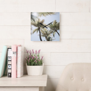 Sunlit Palm Jungle #1 #tropical #wall #art Square Wall Clock