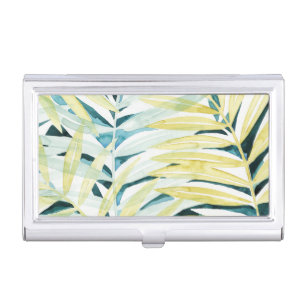 Sunlit Palms - Palm Tree Leaves Business Card Case